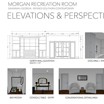 Residential design board with the title Morgan Recreation Room